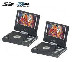 TAKARA Pack de 2 reproductores de DVD/MPEG4 USB/SD portátiles