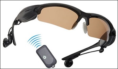Gafas de sol con lentes polarizadas articuladas y sustituibles, reproductor MP3 integrado y cámara de fotos