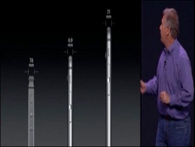 Apple uso un truco para mostrar que el iPhone 6 era más delgado que sus hermanos.