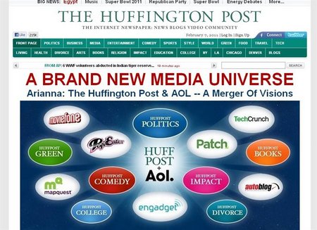 AOL compra el sitio periódico digital  The Huffington Post por 231 millones de euros